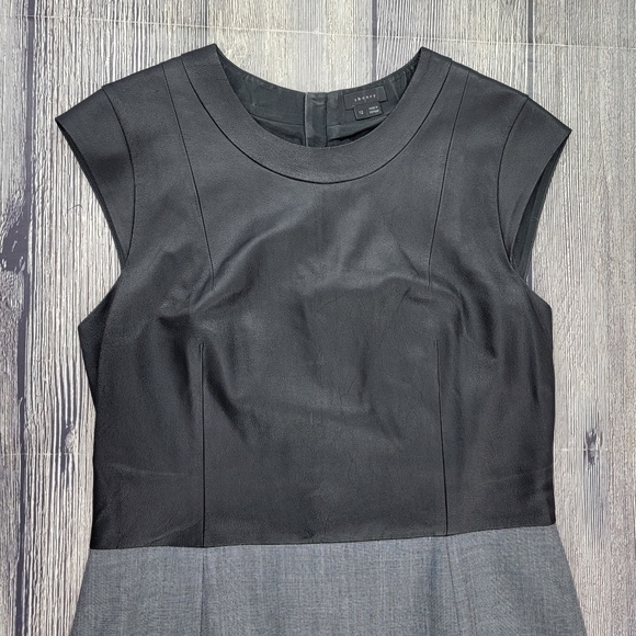 Theory Orinthia C Leather Bodice Wool Blend Mini Dress - Picture 4 of 16